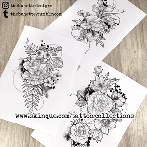 I made collections so you can make your own floral tattoo. This designs are INCLUDED too. Go and get it!!! For more designs and commissions go to www.skinque.com✨ #floral #flower #flowers #flowertattoo #trashpolka #rose #dahlia #carnagion #leaf #tropical #abstract #tattoo #tattooflash #tattoodesign