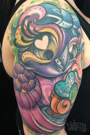 6 hrs to complete  #neotraditional #newschool #philly #philadelphia #color #BoldTattoos #watercolortattoo #watercolor 