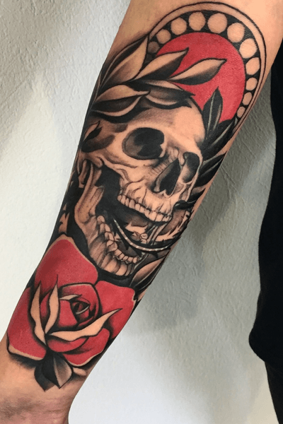 owl skull rose tattoo