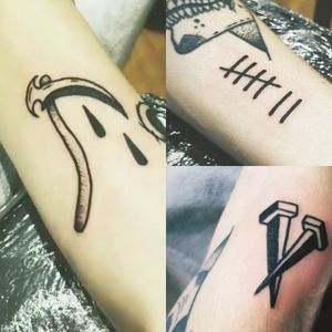 Black trad, scythe, nails and bars, left arm