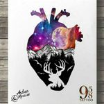 #heart#hearttatoo#color#moon#space#spacetatoo#mountains#deer#forest