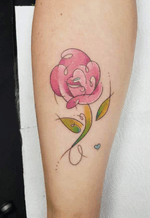 Watercolor pink rose floral piece