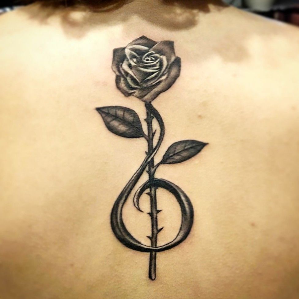 Pin em Treble Clef Rose Tattoo