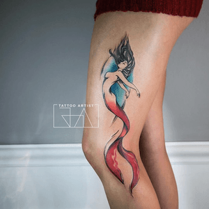 “... Her mind swims at depth where most would drown.” #mermaid #coloredtattoos #tattooedwomen #realistictattoo #joaantountattoos #lebanese #lebanesetattooartist