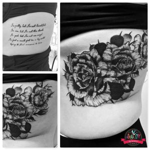 #tattoo #black #lines #dots #blackwork #roses #rosestattoo #cover #coveruptattoo #ribs #dark #darkroses 