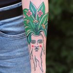Tattoo by Patryk Hilton #PatrykHilton #naturetattoo #roots #vegetable #food #face #portrait #surreal #leaves #flowers #floral #plant #cute #daisy #tulip