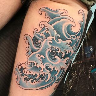 Tatuaje de Fabio Gargiulo #FabioGargiulo #Hannyatattoo #color #Japanese #Hannya #yokai #demon # ghost #mask #surrealistic #darkart #evil #horn #waves #ocean