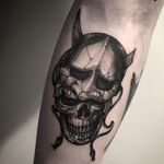 Tattoo by Gara #Gara #GaraTattooer #Hannyatattoo #Japanese #Hannya #yokai #demon #ghost #mask #darkart #blackandgrey #skull #death #horns