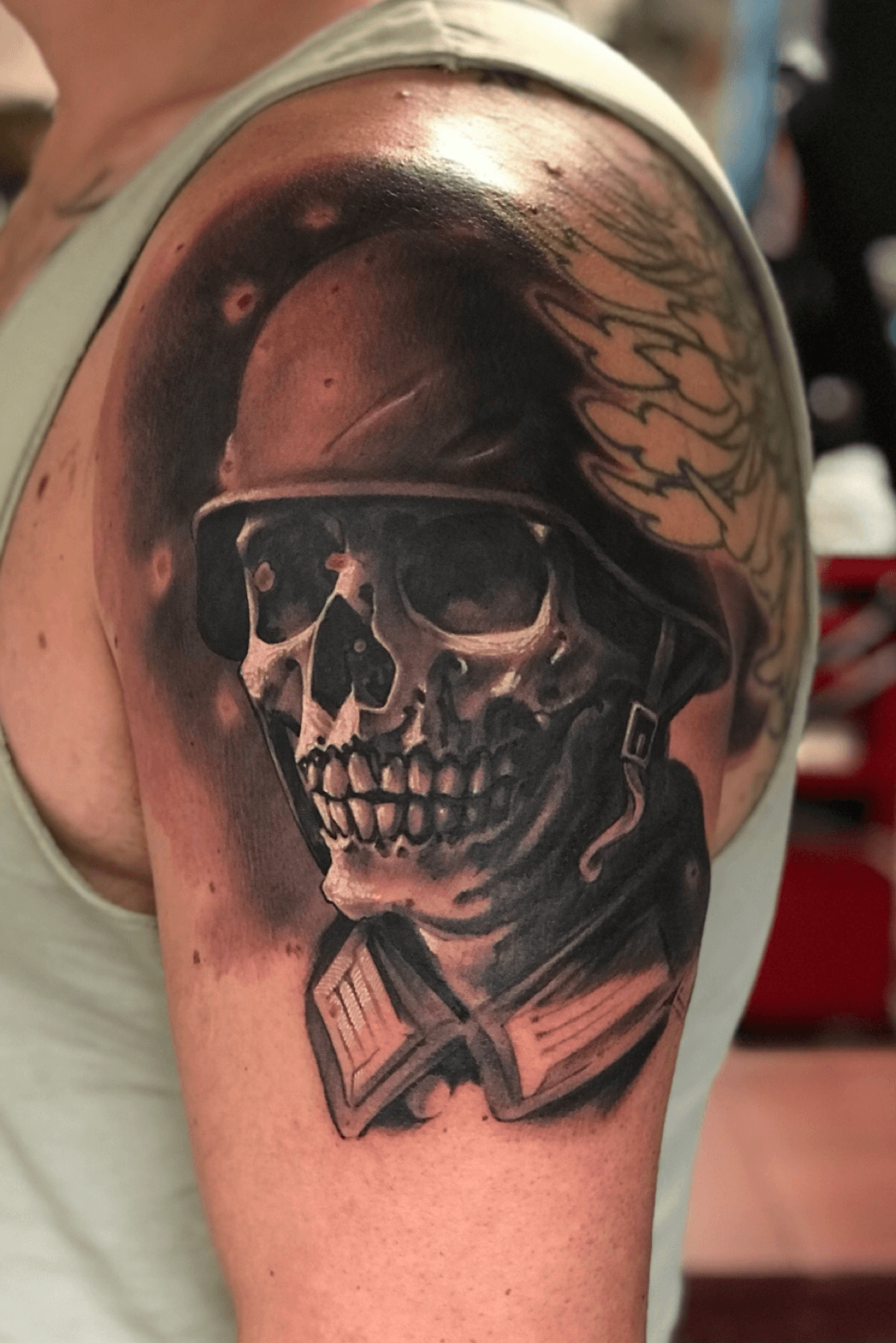 roman soldier skull tattoo