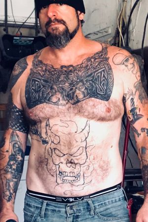 Tattoo uploaded by Richard Scott • Looking for ideas to finish the  jailhouse demon on my stomach. Will pay for drawing if its a somid idea. •  Tattoodo