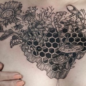 Geometric honeycomb idea.Tattoo by Pony ReinhardtTenderfoot Studio