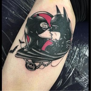 Sydney tattoo studio: Illustrated Man, done by Libbyguytattoos #batman #catwoman #blackandgrey #sydneytattoo
