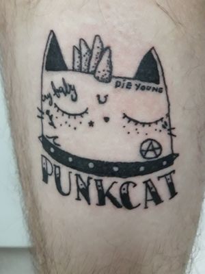 Punk cat with Lil Peep tattoos