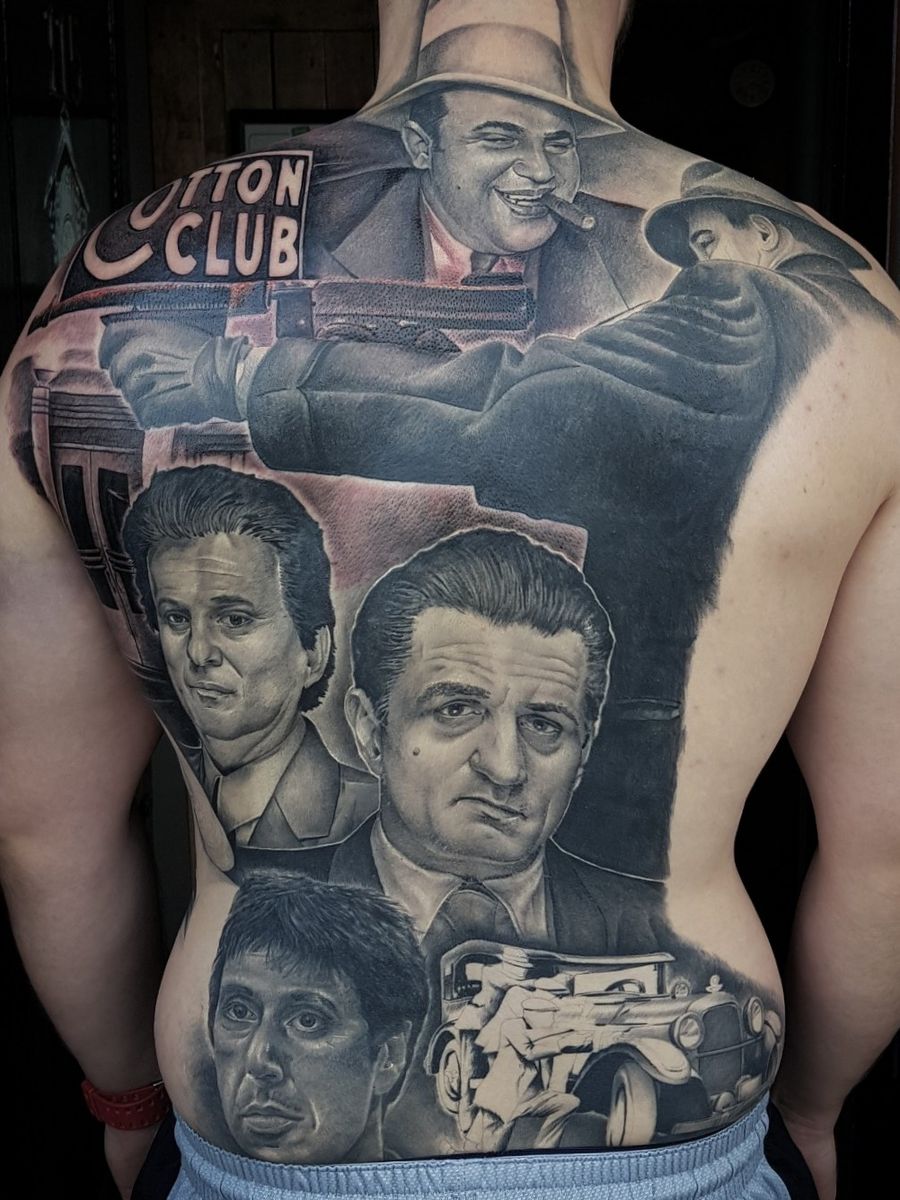 Tattoo Uploaded By David Wilson • Gangster Back Piece Im Work On • Tattoodo 