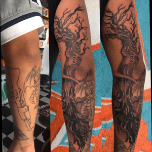 Cover up tattoo black and grey 