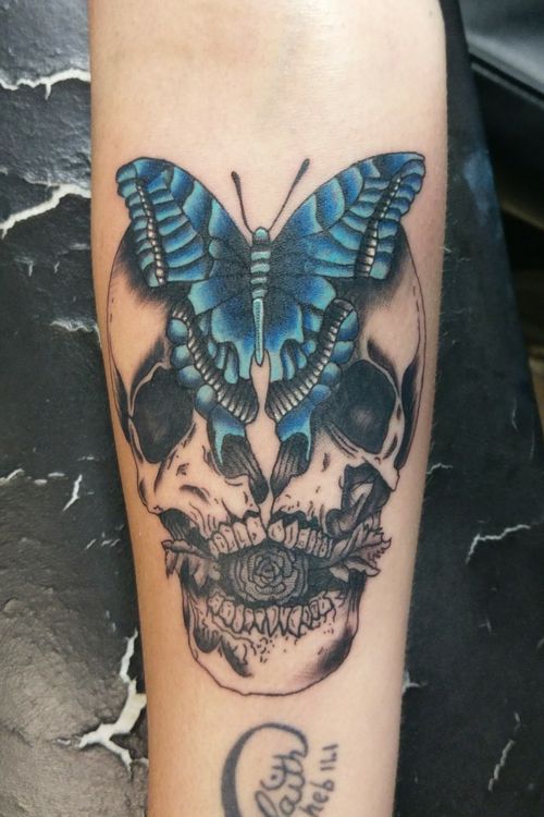 Skull and butterfly