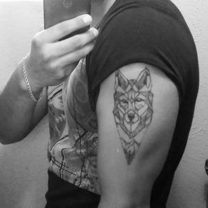 A wolf tattoo. 