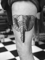 Elephant thigh piece #geometry #geometric #redstattoo #redstattooparlour #realism #elephant #blackandgrey