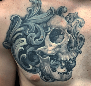 Skull with Filligree opaque greys