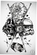 Star wars tattoo #starwars #starwarstattoo #darthvader #xwingstarfighter #xwing #stormtrooper #Deathstar 