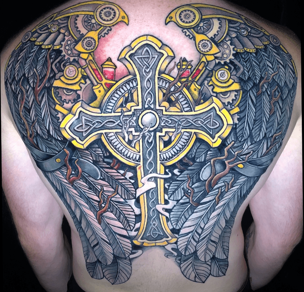 celtic cross with angel wings