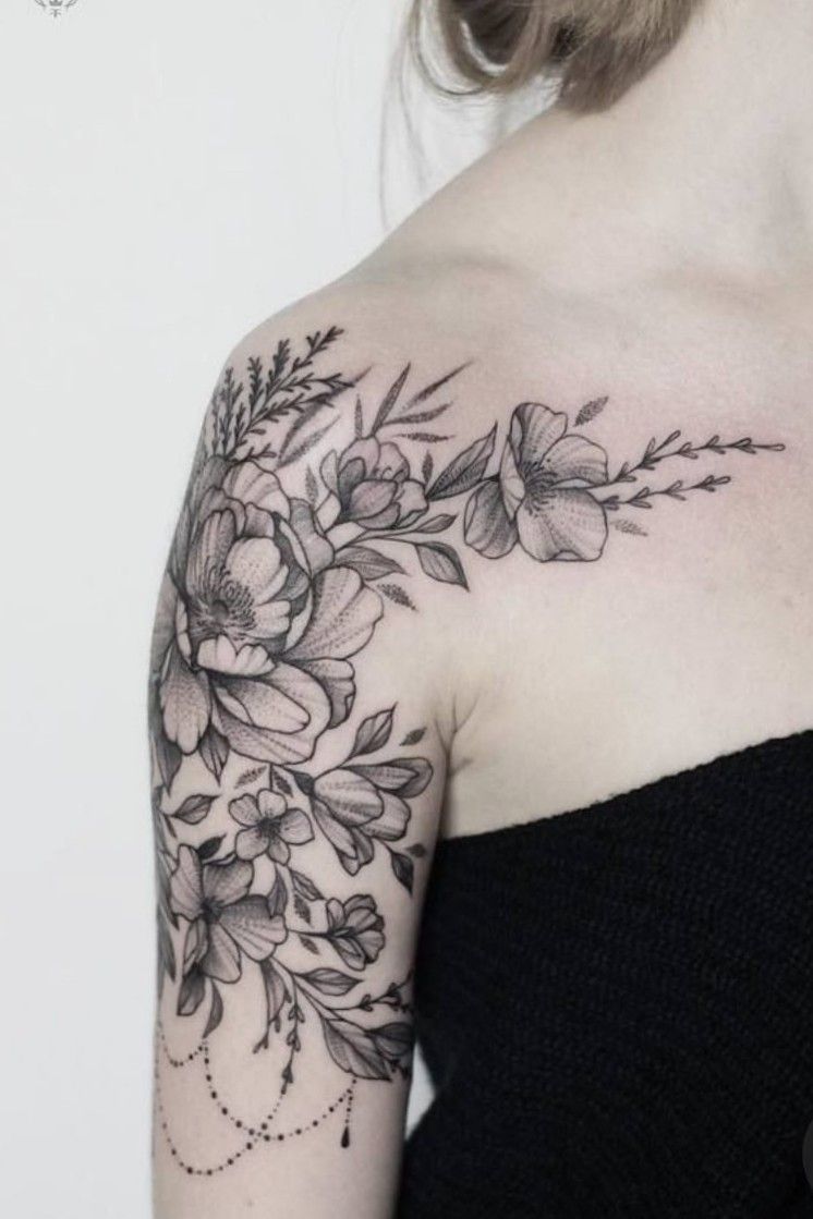 Blooming Shoulder Flower Tattoo Ideas  tattooglee  Flower tattoo shoulder  Shoulder tattoos for women Floral tattoo shoulder