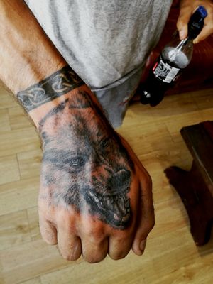 Wolf on the hand