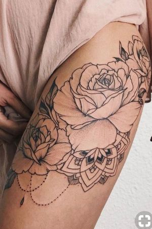Leg tattoo flowers, roses #roses #flowers #flowertattoo