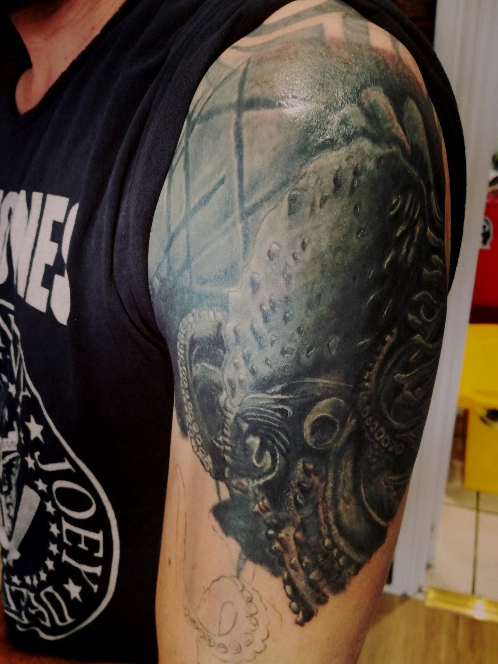 Tattoo uploaded by Jack's Shack Tattoo Studio • Nautical cover up in  progress, using opaque grey. • Tattoodo