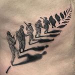 By @true_grim_tattoos in #LDFTattoo #australia #sydney #blackandgrey #blackwork #realism #soldier #shadow