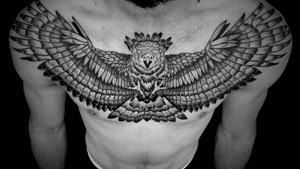 Harpy eagle chest. #noksi #noksitattoo #eagletattoo #eagle #harpy #harpytattoo #harpyeagle #harpyeagletattoo #blackwork #blackworktattoo #frenchtattooist 