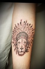 Lion tattoo Native american style 