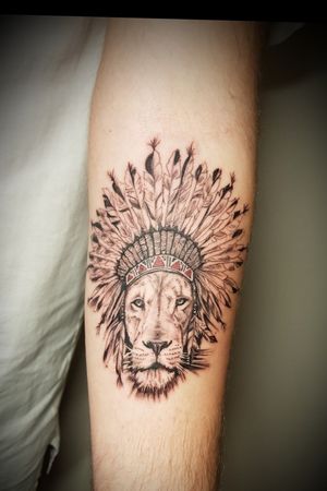 Lion tattoo Native american style 