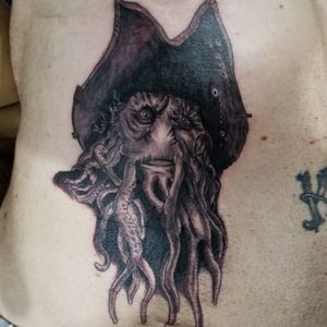 Fun pirates of the Caribbean tattoo done in 3 hours client held in to complete the tattoo very proud of him for sitting threw it