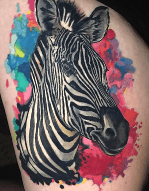 Racing Stripes Zebra Watercolor Tattoo