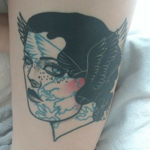 Done in December 2017 by Drew Susi#neotraditionaltattoos #neotraditionaltattoo #neotraditional #traditionalgirl #traditionaltattoos #traditionaltattoo #eagletattoo #eagle #traditionaleagle #ladyhead #lady 