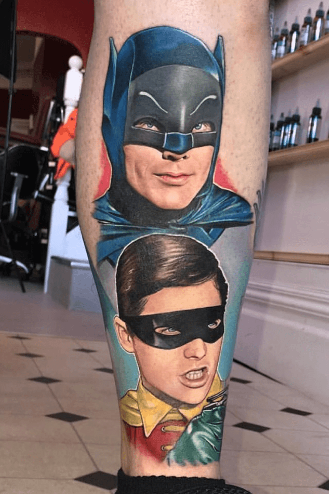HON Tattoo Studio  Be the change that you wish to see in the world  Robin  Uniform addition to the Batman sleeve done by cthontattoo  Tag a friend  whos a