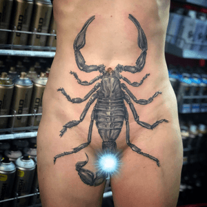 Realistic scorpio black and grey tattoo done by me.