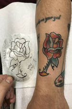 Done off an acetate I made. #Acetates #rosestattoo #rose #traditionaltattoo #AmericanTraditional 