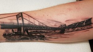 Bridge tattoo Realistic Black and gray 