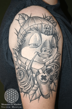 Dotwork Cartoon Sloth - Unique Design and Tattoo by Mister Mostyn