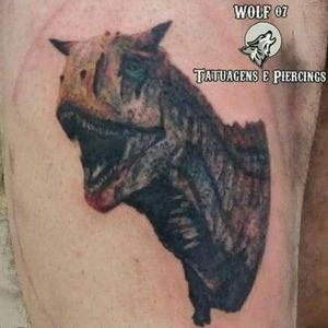 Fiz em minha coxa, em homenagem a minha infancia que adorava dinossauros Carnotaurus em Realismo Instagram e Tattoodo do Tatuador: @wolf07_ Instagram e Tattoodo do Estúdio: @wolf07tatuagens #tattoo #tatuagem #dinossauro #dinosaur #carnotaurus #tattoorealismo #realismo #ink #art #eletricink #bodyart #tintanapele