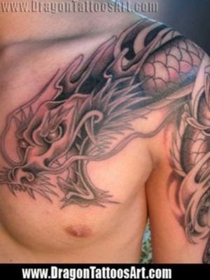 Dragon tattoo I want to get on my chest and shoulder