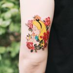 Alice by SION (@tattooistsion) #flowertattoo #floraltattoo #Korea #KoreanArtist #alicetattoo #peony #disney #disneytattoo  #peonytattoo  #AliceinWonderlandtattoo  #tattooistsion #colortattoo #flower #flowers 