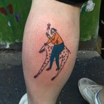 Tattoo by Rita Salt #RitaSalt #linework #illustrative #person #stars #polkadots #dog #creature #animal
