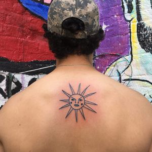 Tattoo by Rita Salt #RitaSalt #linework #illustrative #sun #light #face