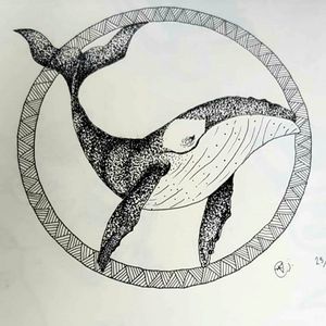 Une baleine en pointillisme