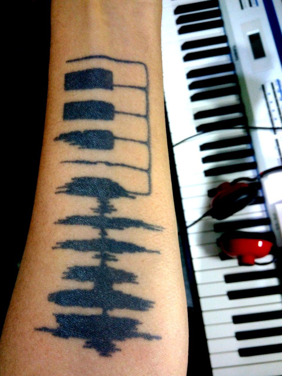 Classic Realistic Piano Keys Tattoo On Arm Sleeve