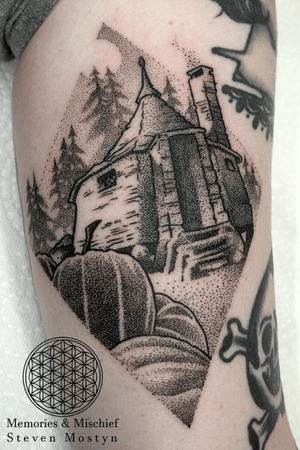 Dotwork Hagrid’s Cabin - Unique Design and Tattoo by Mister Mostyn
