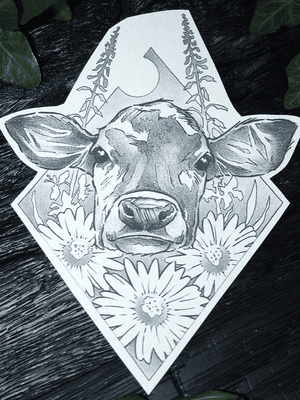 Unique Cow and Daisies Design - Created by Mister Mostyn